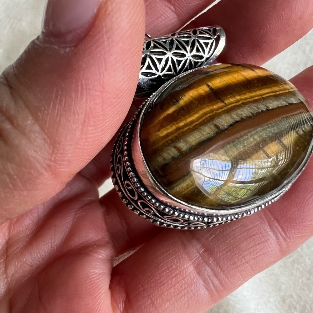 925 You Choose! Sacred Geometry TIGERS EYE Necklace Pendant - Picture 7 of 9